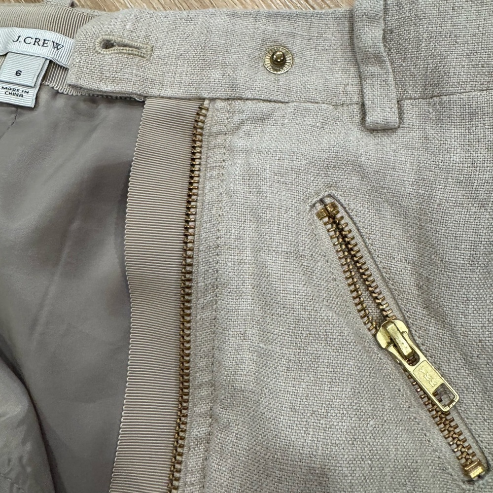 J. Crew Light Gray Mini Skirt with Gold Zipper - Picture 6 of 11